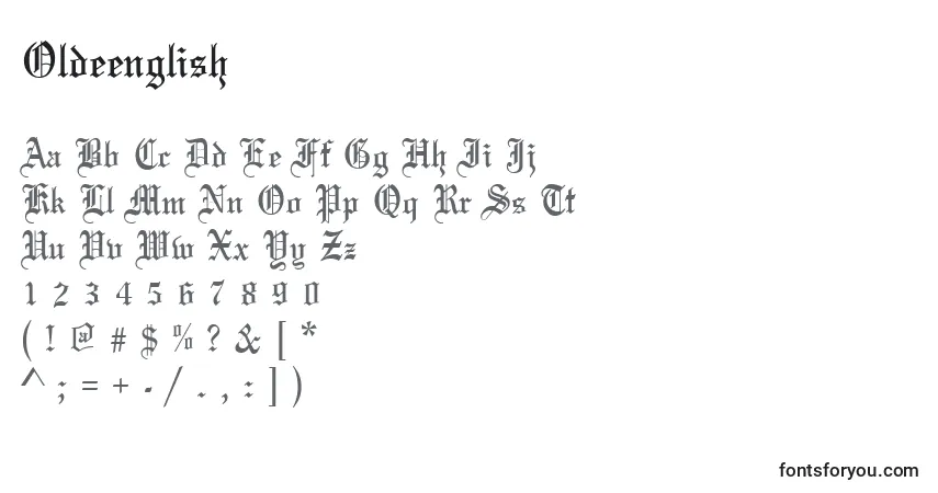 Шрифт Oldeenglish – алфавит, цифры, специальные символы
