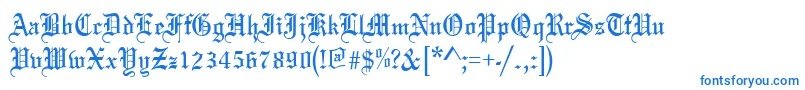 Oldeenglish-fontti – siniset fontit valkoisella taustalla