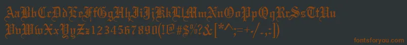 Oldeenglish-Schriftart – Braune Schriften auf schwarzem Hintergrund