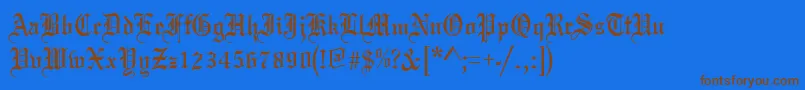 Oldeenglish-Schriftart – Braune Schriften auf blauem Hintergrund