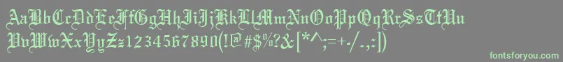 Oldeenglish-fontti – vihreät fontit harmaalla taustalla