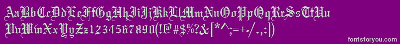 フォントOldeenglish – 紫の背景に緑のフォント