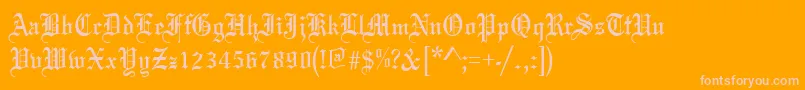 Oldeenglish Font – Pink Fonts on Orange Background