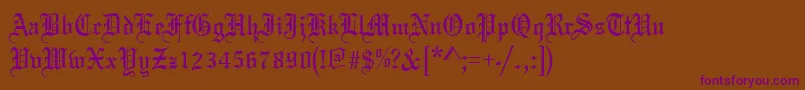 Czcionka Oldeenglish – fioletowe czcionki na brązowym tle