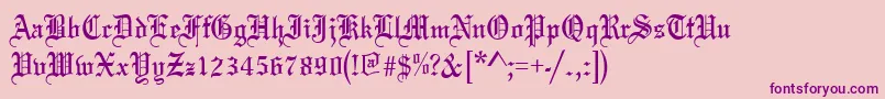 Oldeenglish-Schriftart – Violette Schriften auf rosa Hintergrund