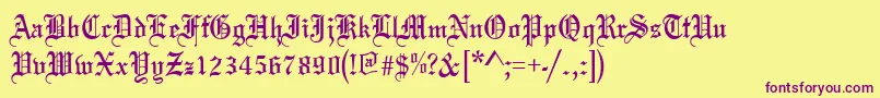 Oldeenglish-fontti – violetit fontit keltaisella taustalla