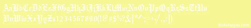 Oldeenglish-Schriftart – Weiße Schriften auf gelbem Hintergrund