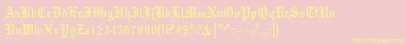 Oldeenglish-Schriftart – Gelbe Schriften auf rosa Hintergrund