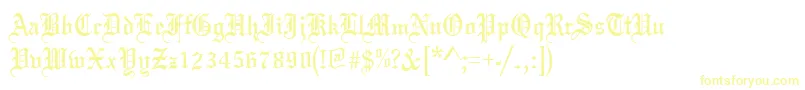 Oldeenglish-fontti – keltaiset fontit valkoisella taustalla