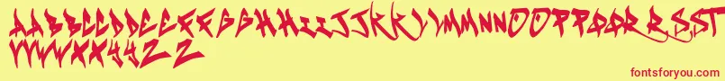 KeustaRegular Font – Red Fonts on Yellow Background