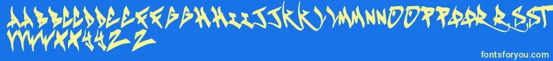 KeustaRegular Font – Yellow Fonts on Blue Background