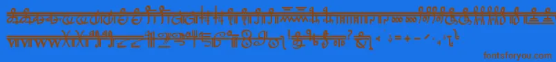 フォントCrystalBearers – 茶色の文字が青い背景にあります。