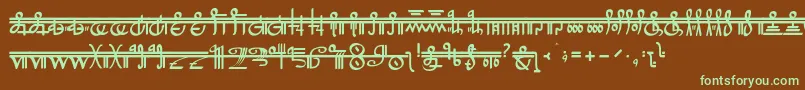 フォントCrystalBearers – 緑色の文字が茶色の背景にあります。