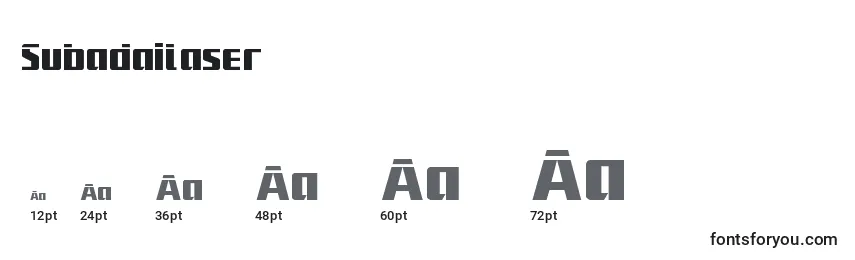Размеры шрифта Subadailaser