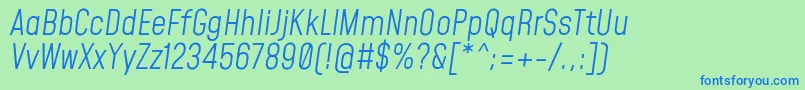 MohaveLightitalic-Schriftart – Blaue Schriften auf grünem Hintergrund