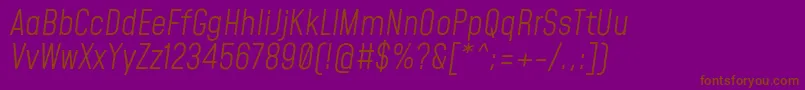 MohaveLightitalic-Schriftart – Braune Schriften auf violettem Hintergrund