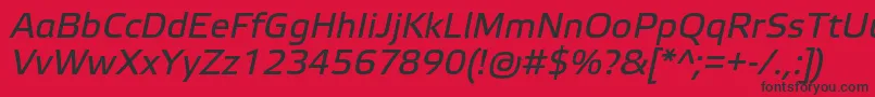 フォントElektraTextProItalic – 赤い背景に黒い文字