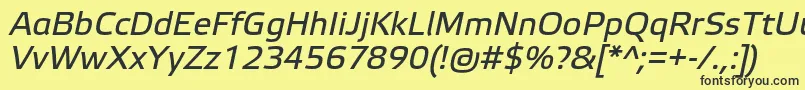 Czcionka ElektraTextProItalic – czarne czcionki na żółtym tle