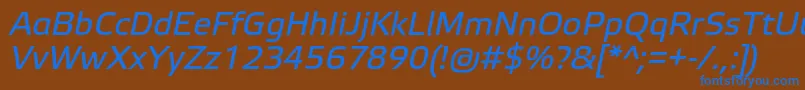 Fonte ElektraTextProItalic – fontes azuis em um fundo marrom