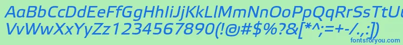 Czcionka ElektraTextProItalic – niebieskie czcionki na zielonym tle