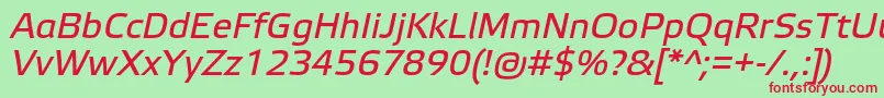 Czcionka ElektraTextProItalic – czerwone czcionki na zielonym tle