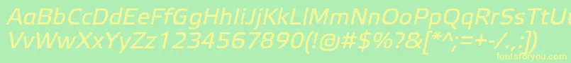 フォントElektraTextProItalic – 黄色の文字が緑の背景にあります