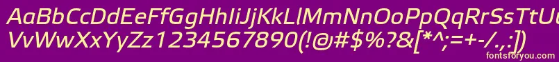 フォントElektraTextProItalic – 紫の背景に黄色のフォント