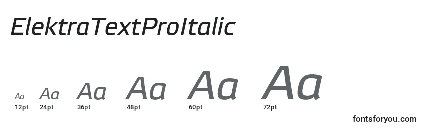 Размеры шрифта ElektraTextProItalic