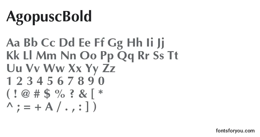 Шрифт AgopuscBold – алфавит, цифры, специальные символы