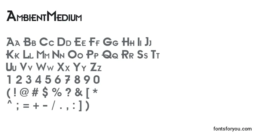 Шрифт AmbientMedium – алфавит, цифры, специальные символы