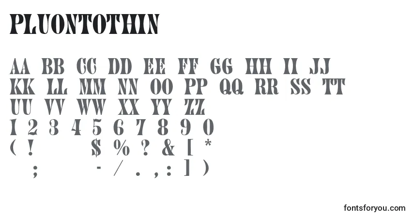 PluontoThinフォント–アルファベット、数字、特殊文字