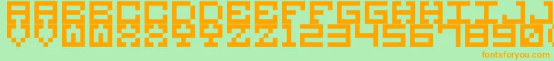 Czcionka M38 – pomarańczowe czcionki na zielonym tle