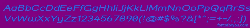 StreetCompressedItalic-fontti – siniset fontit violetilla taustalla
