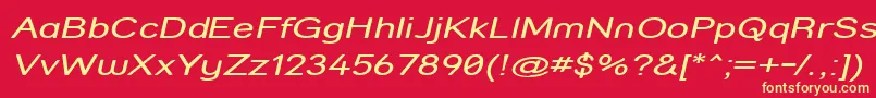 StreetCompressedItalic-fontti – keltaiset fontit punaisella taustalla