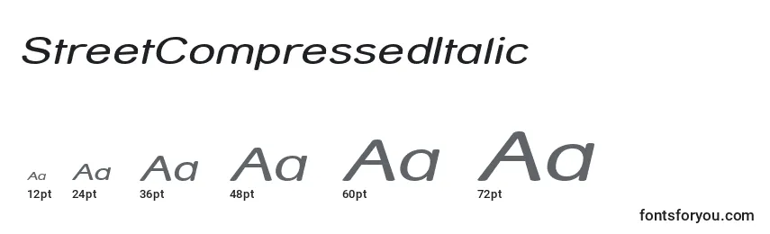 Größen der Schriftart StreetCompressedItalic