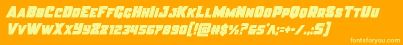 More about Justicecond Font Justicecond Font – Yellow Fonts on Orange Background