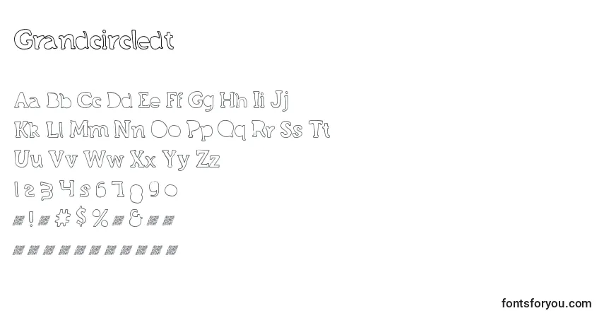 A fonte Grandcircledt – alfabeto, números, caracteres especiais