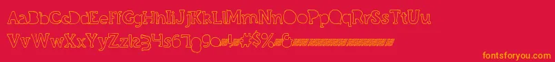 Grandcircledt-Schriftart – Orangefarbene Schriften auf rotem Hintergrund