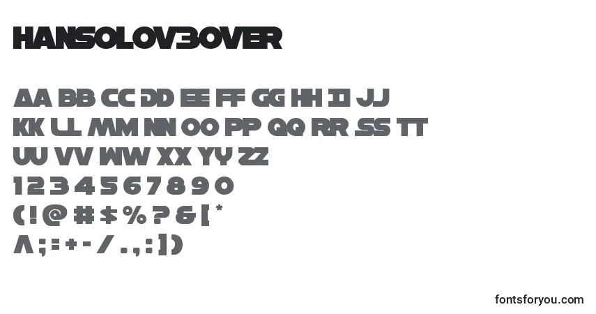 Schriftart Hansolov3over – Alphabet, Zahlen, spezielle Symbole
