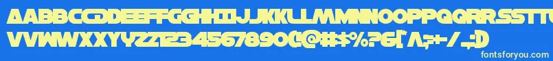 Hansolov3over Font – Yellow Fonts on Blue Background