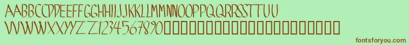 フォントSpide – 緑の背景に茶色のフォント