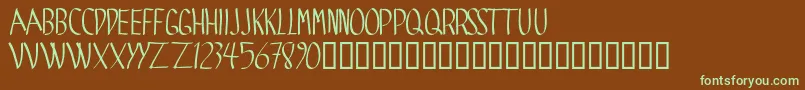 フォントSpide – 緑色の文字が茶色の背景にあります。