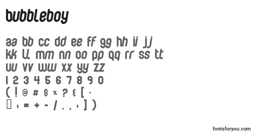 Bubbleboy-fontti – aakkoset, numerot, erikoismerkit