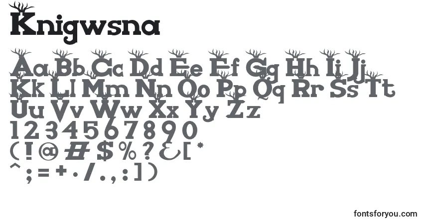 A fonte Knigwsna – alfabeto, números, caracteres especiais