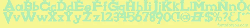 フォントKnigwsna – 黄色い背景に緑の文字