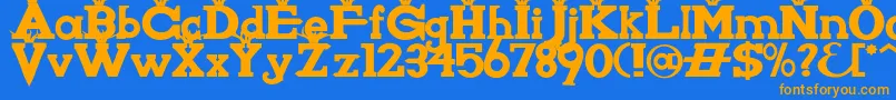 Knigwsna Font – Orange Fonts on Blue Background