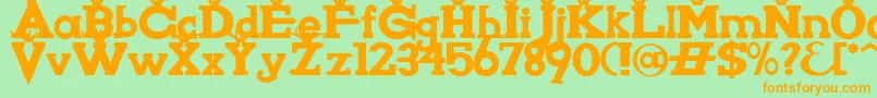 Knigwsna-Schriftart – Orangefarbene Schriften auf grünem Hintergrund