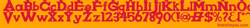 Knigwsna-Schriftart – Rote Schriften auf orangefarbenem Hintergrund