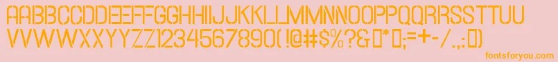 Hallandalestencil-Schriftart – Orangefarbene Schriften auf rosa Hintergrund