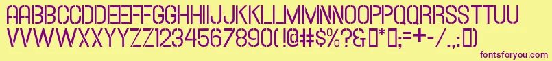 Hallandalestencil-Schriftart – Violette Schriften auf gelbem Hintergrund